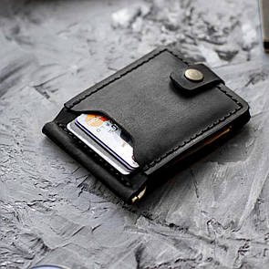 Затиск для грошей з натуральної шкіри. Затискач для купюр і карт. Стильний тримач для грошей. Затискач на подарунок