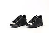 Жіночі кросівки Alexander McQueen Black, чорні шкіряні кросівки александр макквін, фото 3