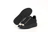 Жіночі кросівки Alexander McQueen Black, чорні шкіряні кросівки александр макквін, фото 2
