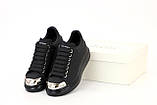 Жіночі кросівки Alexander McQueen Black, чорні шкіряні кросівки александр макквін, фото 4