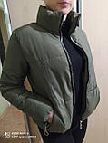 Весняна жіноча куртка колір бежевий чорний пудра мокко хаки 42 44 46 48 50 52 коротка жіноча куртка весна, фото 7