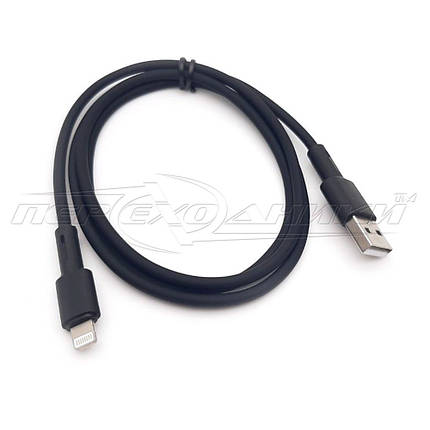 Преміумкабель USB 2.0 to Lightning 5 А, силікон (чорний), 1 м, фото 1