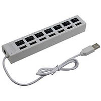 Концентратор USB ATcom TD1082, White, 7xUSB, LED подсветка, switches (10721)