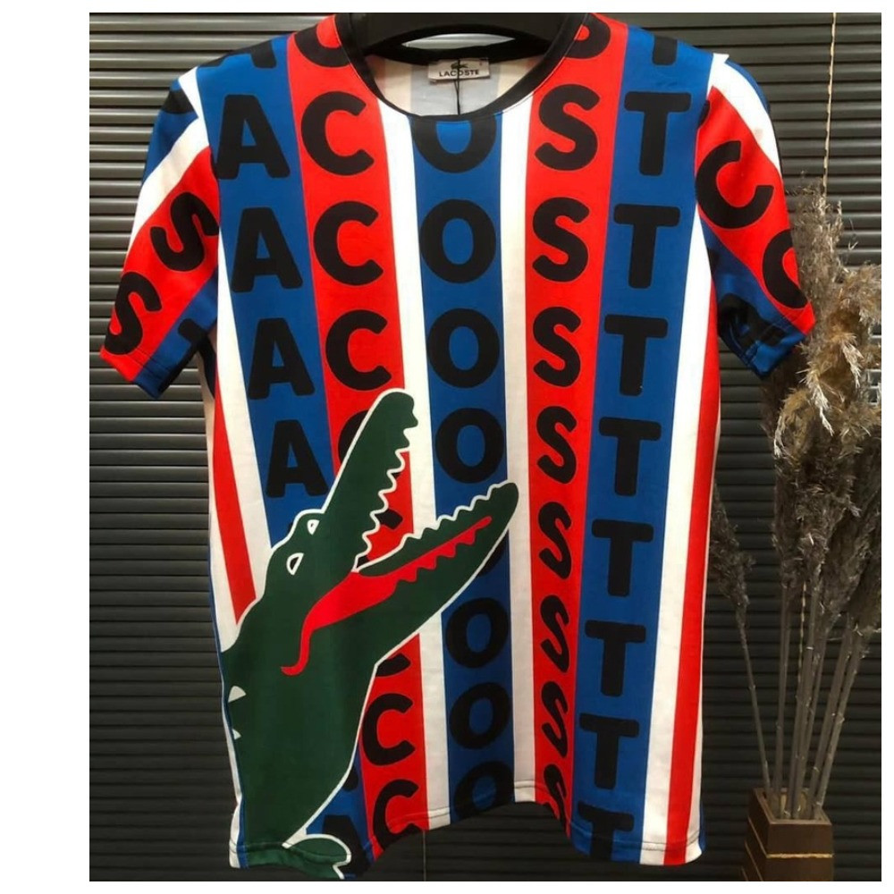 Чоловіча різнокольорова футболка Lacoste, лакост лакоста лакосте