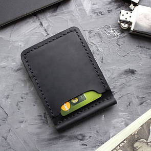 Чоловічий затискач для грошей із натуральної шкіри Simple. Чоловічий гаманець із затискачем. Притиск для купюр чорний