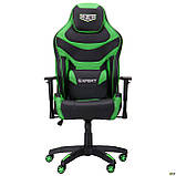 Комп'ютерне крісло AMF VR Racer Expert Champion кожзам чорно-зелений для геймерів, фото 4