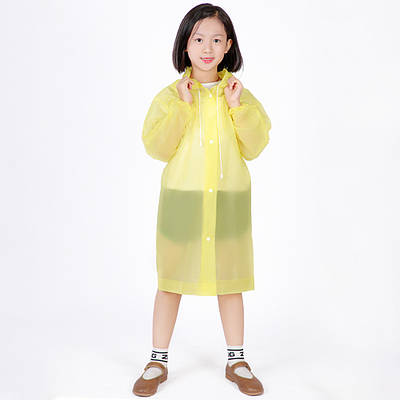 Дощовик плащ дитячий щільний якісний з капюшоном EVA LOSSO KIDS жовтий