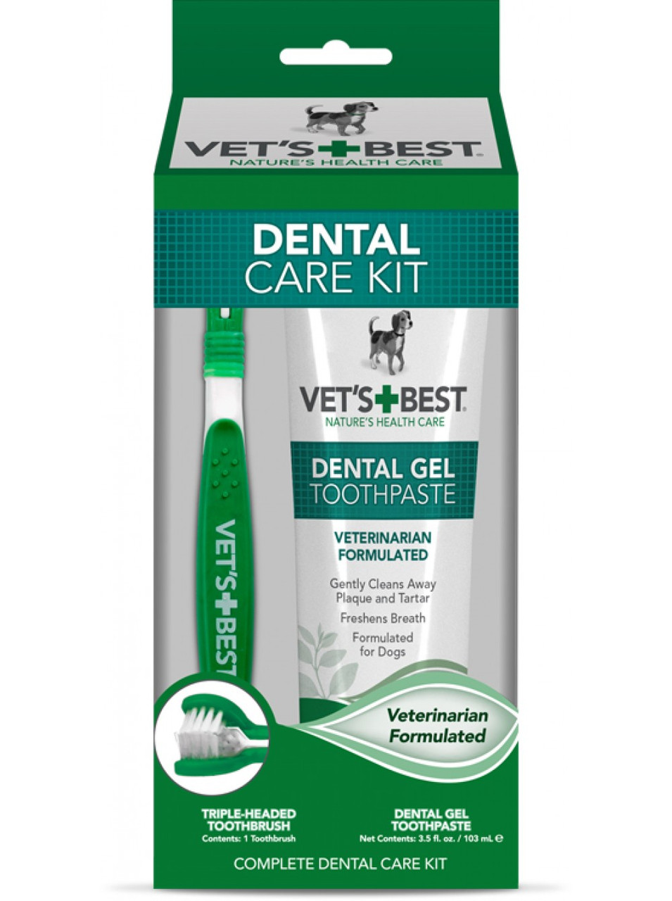 Vet`s Best Dental Care Kit (Ветс Бест Дентал Кеа Кет) набір для чищення зубів (зубний гель і щітка) для собак
