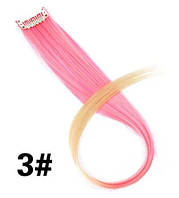 Цветная прядь для волос канеколон розовая 50 см