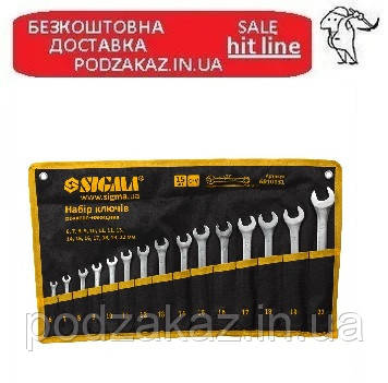 Набір ключів рожково-накидних Sigma 15 шт 6-22 мм CrV Satine в чохлі (6010131)