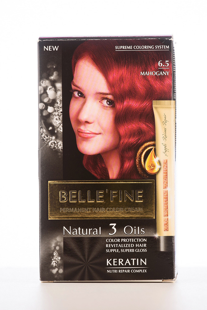 Крем-фарба для волосся стійка кремоподібна для домашнього використання BELLE’FINE 6.5 Махагон