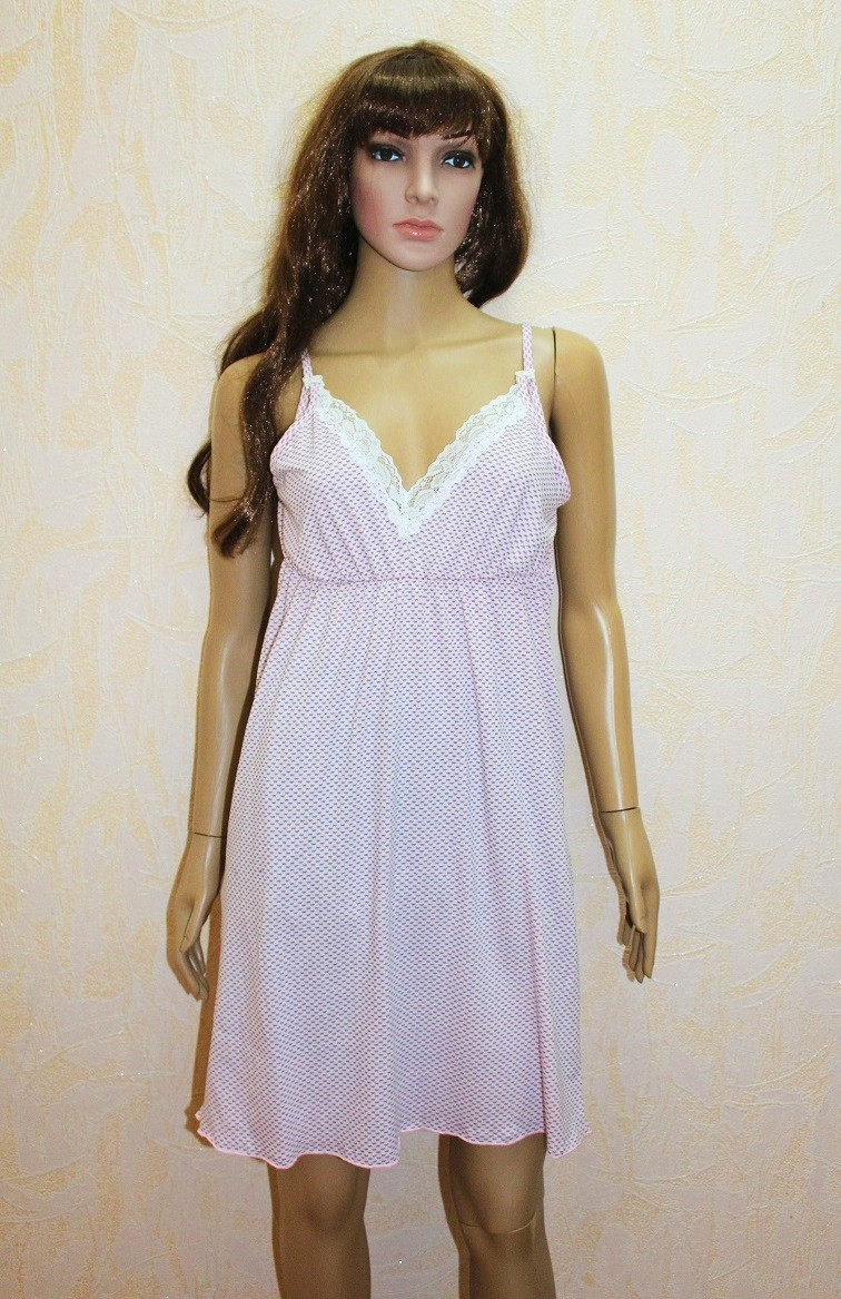 Нічна сорочка для вагітних і для мам-годувальниць на бретельках літня рожева 44-54р.