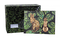 Набор подарочных коробок с дикой кошкой "Сервал" 43*34*16 см прямоугольных (комплект 18 шт)