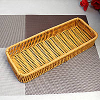 Плетёная корзинка для подачи столовых приборов коричневая из ПВХ HLS