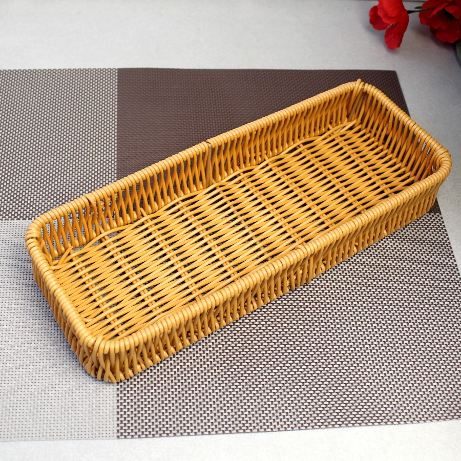 Плетёная корзинка для подачи столовых приборов коричневая из ПВХ HLS - фото 1 - id-p762926746