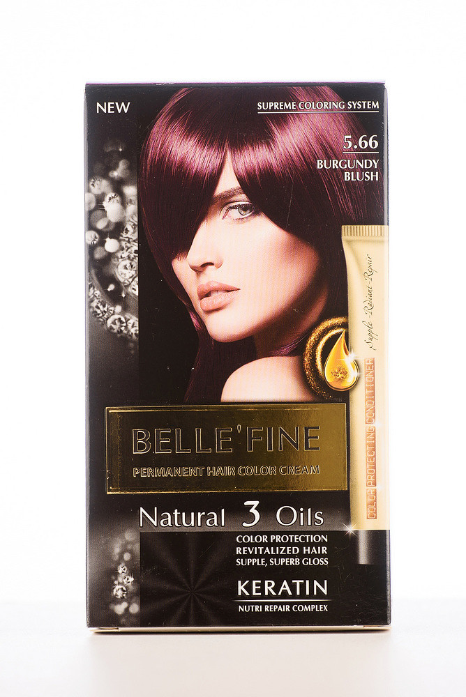 Стійка крем-фарба для волосся для домашнього використання BELLE’FINE 5.66 Бургундово-червоний