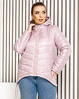 Куртка демісезонна коротка BАТАЛ пудра арт.210