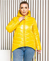 Куртка демісезонна коротка BАТАЛ жовта/ жовтого кольору арт.210