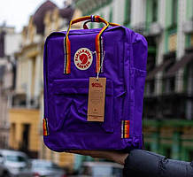 Модний рюкзак міський kanken fjallraven оригінал сумка канкен Веселка портфель Rainbow з райдужними ручками