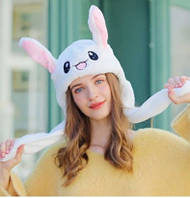 Прикольная детская шапка для девочки Unikorn Китай Кролик Белый 50-52см ӏ Одежда для девочек.Топ!