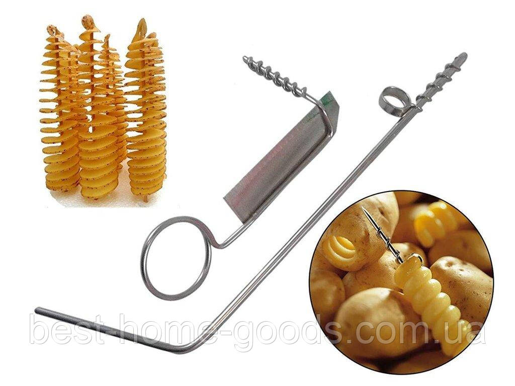 Набір ножів для овочів 2 в 1 з оцинкованого металу – для видалення серцевини та спіральної нарізки (кабачок, морква, картопля), фото 1