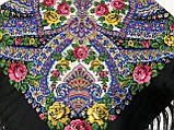 Хустина* святкова в етнічному стилі з квітами та українським орнаментом колір чорний розмір 140*140 см, фото 2