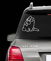 Наклейка на авто "Прикольний кіт Саймон" Розмір 35х20см Будь-яка наклейка, напис або зображення під замовлення.