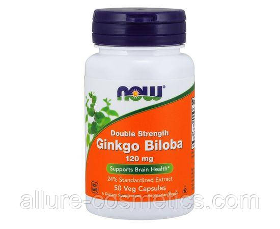 Гінкго білоба подвійна сила 120 мг Now Foods Ginkgo Biloba 50 капсул вегетаріанських