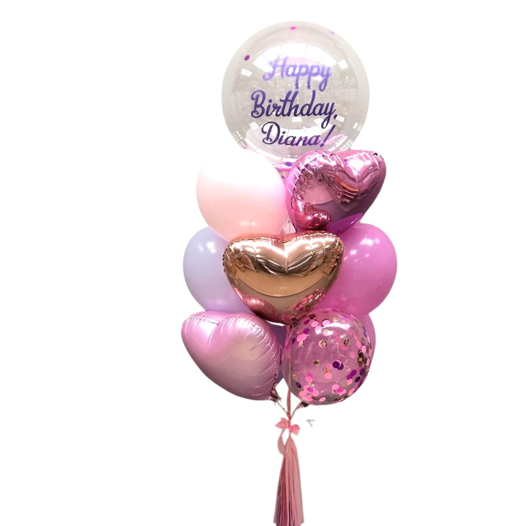 Повітряні кульки на день народження в рожевому кольорі