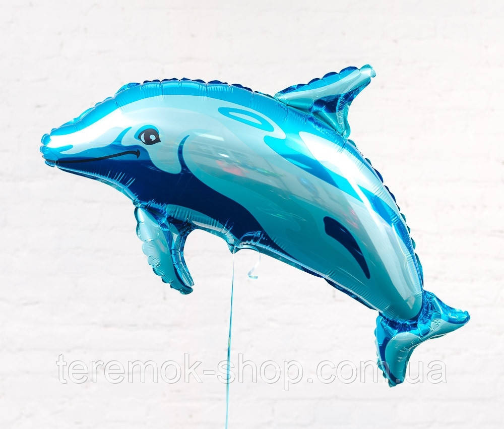 Куля фольгована Дельфін синій 100х70 см Китай, для дитячого дня народження, фото 1