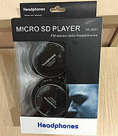 Беспроводные наушники SD плеер складные черные: microSD, радио.