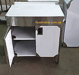 Стіл тумба закритий із дверима та нижньою полицею неіржавка сталь, фото 2