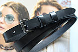 Жіночий шкіряний вузький ремінь чорний, фото 3