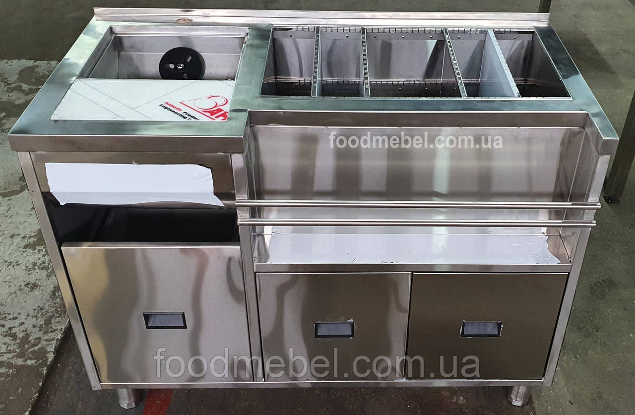 Барна станція 1200x600х850 безкаркасна з мийкою і висувним баком, фото 1