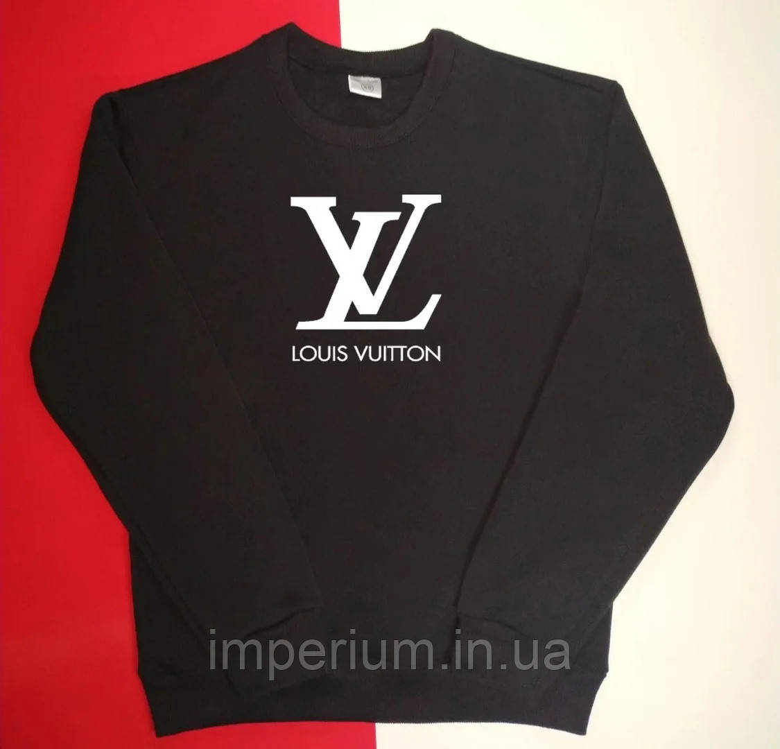Кежуал світшот Louis Vuitton white logo | чорна кофта