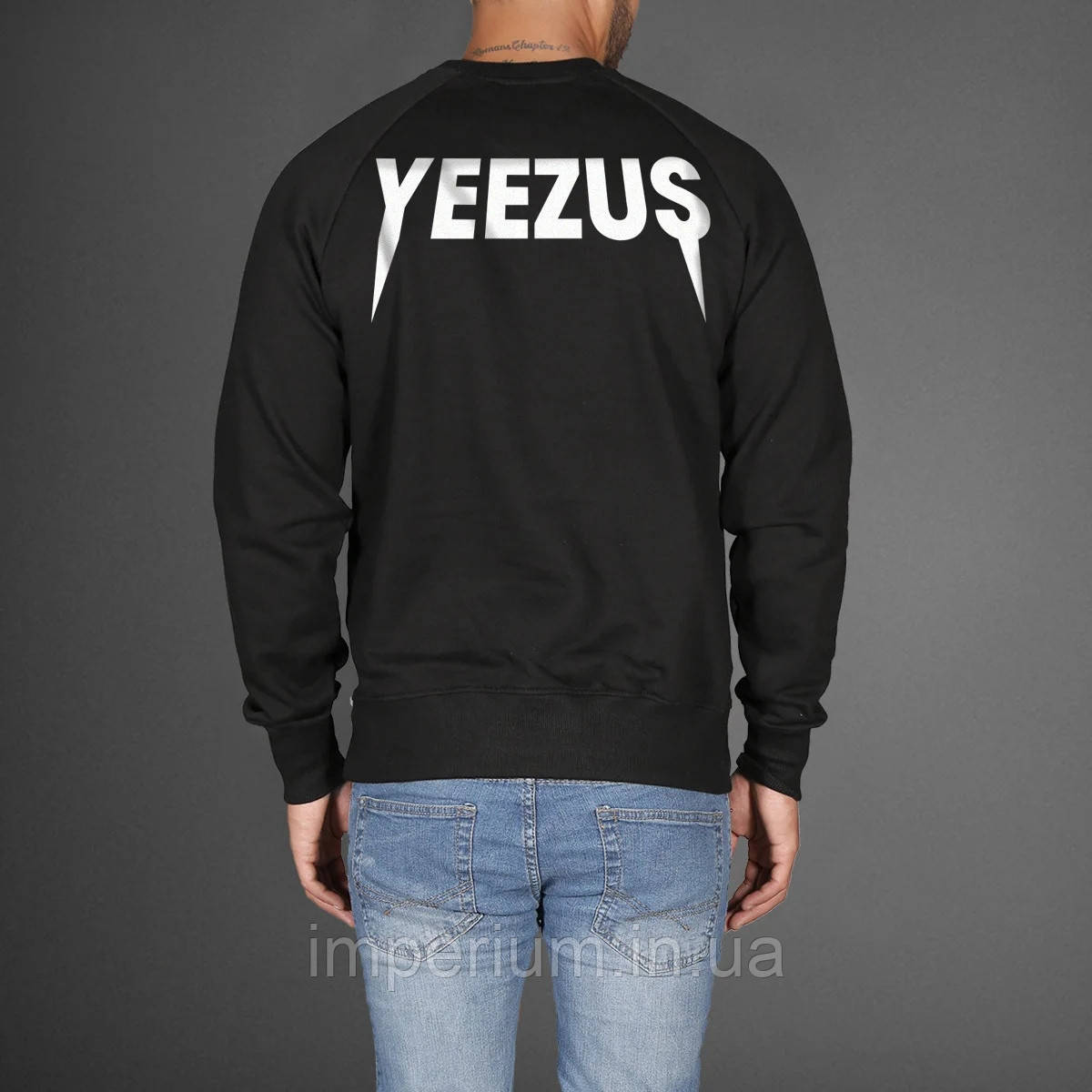 Чорний світшот | кежуал кофта Yeezus біле лого, фото 1