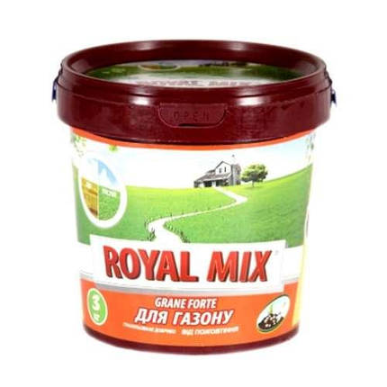 Добриво для газонів гранульоване Royal Mix Grane Forte відро 3 кг, від пожовтіння, фото 1