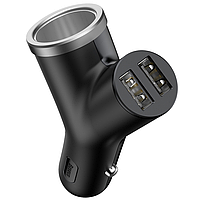 Автомобильное ЗУ BASEUS Y type dual USB+cigarette lighter |2USB 3.4A| Черный CCALL-YX01