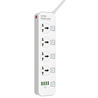 Удлинитель сетевой 2 метра Ldnio SC4408 |2500W 2m EU plug 4USB 4 Sockets 3.4A| Белый