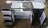 Стіл-тумба 2300х700х850 з штампованої мийкою і шухлядами з нержавійки з місцем під холодильник, фото 2