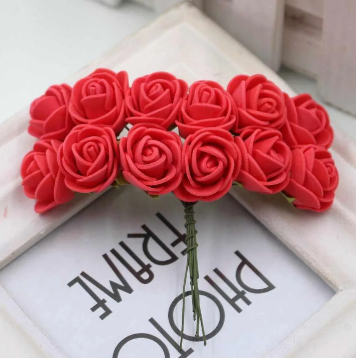 Букет трояндочок з фоамірану, 1,5-2 см, червоний