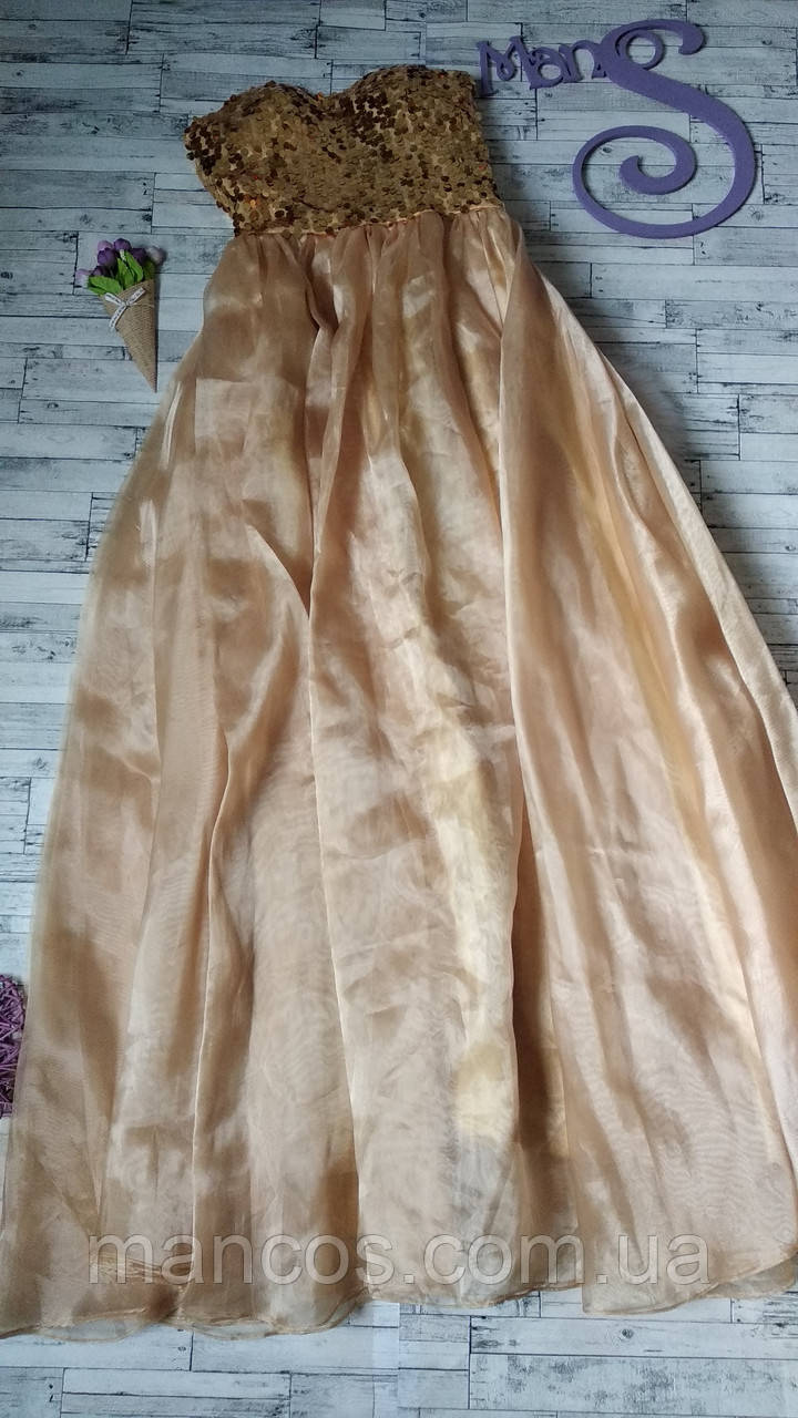 Жіноча вечірня сукня золотиста з паєтками розмір 44 S