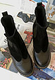 Жіночі чорні челсі оксфорд черевики натуральна шкіра з замшею весна осінь демісезонні Oksford, фото 2