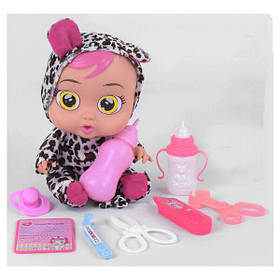 Пупс Cry Babies з великою головою і очима плаче Леопард лялька з набором доктора і аксесуарами (58040)
