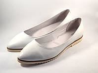 Балетки кожаные женская обувь больших размеров Gracia V Alba by Rosso Avangard BS цвет белый "Старс" 28.5, 44