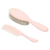 Щетка и расческа для волос натуральная супер мягкая щетина розовая BabyOno (5901435411728)