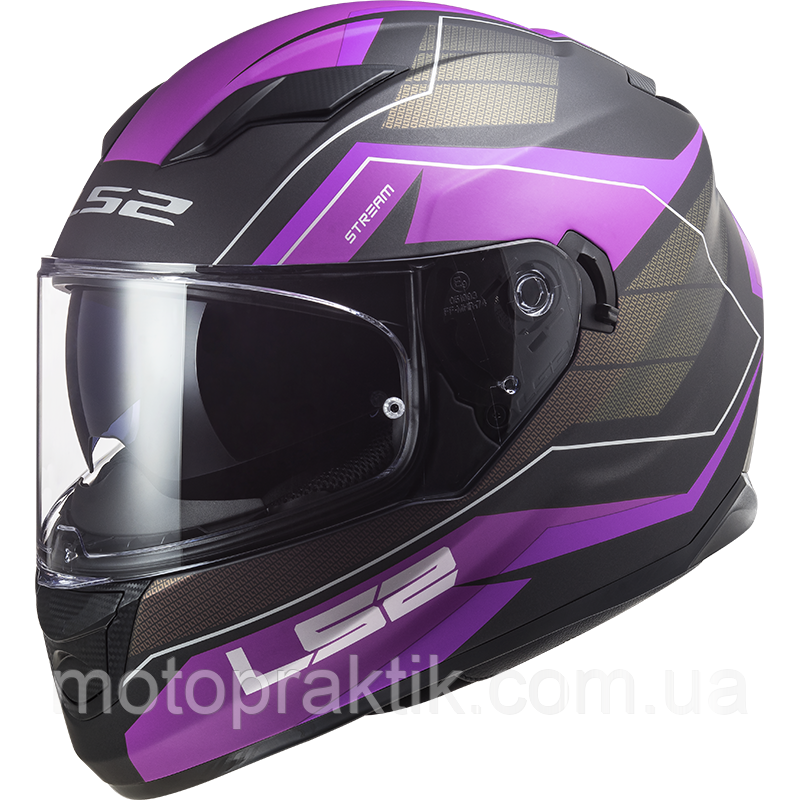 LS2 FF320 STREAM EVO MERCURY MATT TITANIUM PURPLE, XXS Мотошолом інтеграл з окулярами
