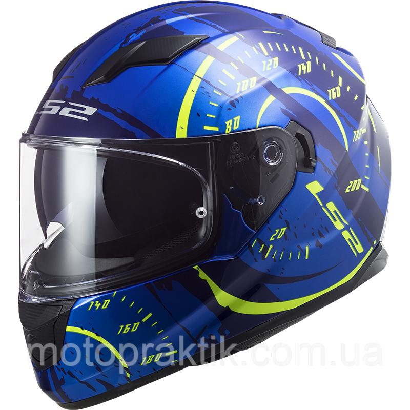 LS2 FF320 STREAM EVO TACHO BLUE H-V YELLOW, XS Мотошолом інтеграл з окулярами