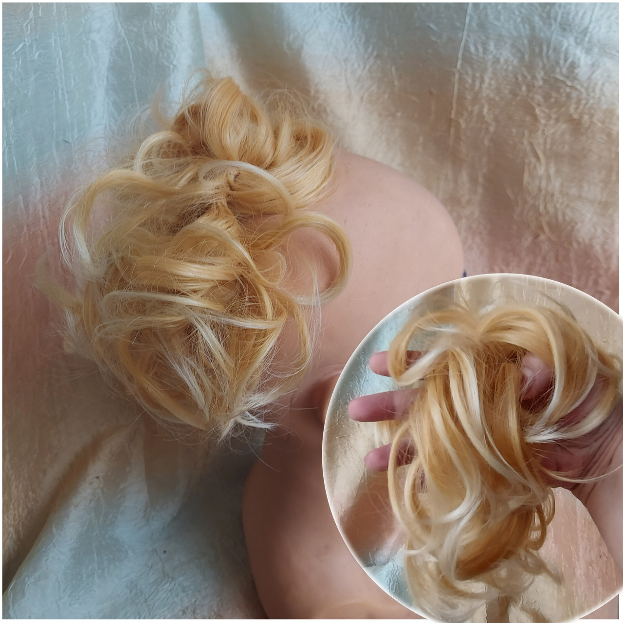 Резинка шиньон из термоволос медовый блонд 0215A-144Т613, фото 1