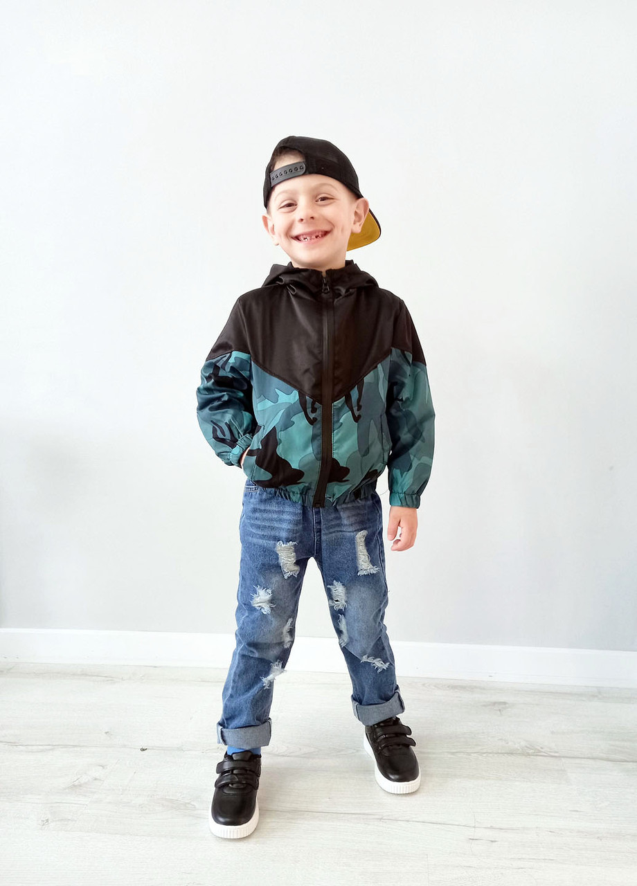 Дитяча чорна вітрівка, вітрівка для хлопчика чорна, весняна куртка для хлопчика
